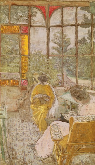 Two Women Embroidering on a Veranda, 1913 by Edouard Vuillard